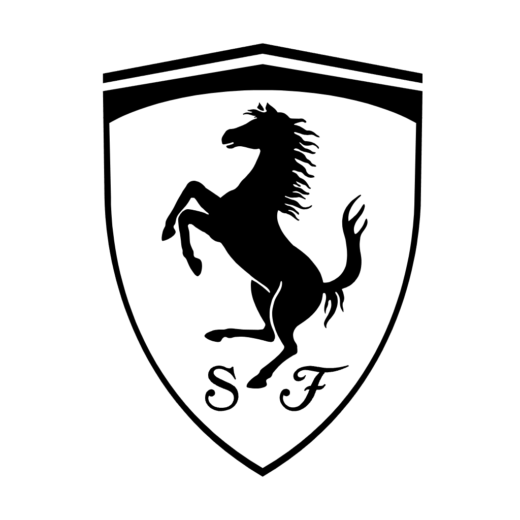 Ferrari white logo for dark gradients